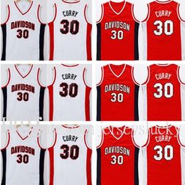 NCAA Davidson Wildcats 30 Curry Wear Red Centred Stephen College Jersey Men Color Team Team pour les fans de sport