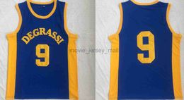 NCAA Drake Jimmy Brooks Basketball Jerseys College # 9 Degrassi Community School Maillots Blue Moive Jersey Shirts S-2XL