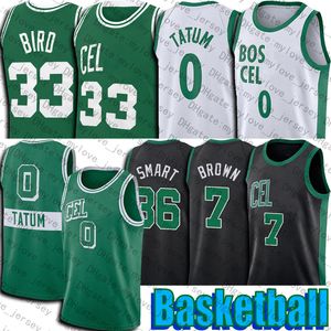 Jayson 0 Tatum Jersey Basketball Jaylen 7 Brown Marcus 36 Smart Jerseys Throwback 33 Bird Uniform City 2022 75e anniversaire