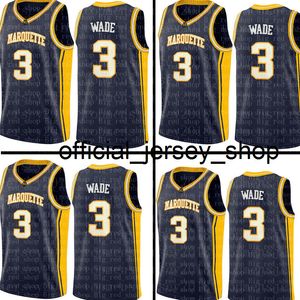 NCAA Dwyane 3 Wade Jersey College Top ventes Mens University Blue Pas cher en gros Basketball Maillots Broderie s S-XXL