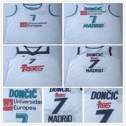 Campeón de la Euroleague de la NCAA Real Madrid Unicersidad #7 Luka Doncic Basketball Jersey White Mens Slovenija #7 Doncic Stitched White Jerseys