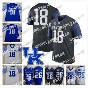 Maillot de football NCAA JerseyNCAA Kentucky Wildcats # 18 Randall Cobb 66 George Blanda 57 Dermontti Dawson 88 Jeff Van Note 97 Art Still Blue de