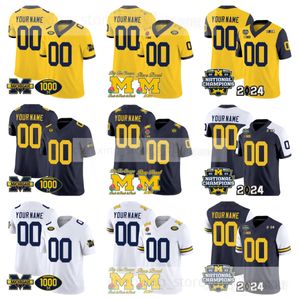 Maillot de football NCAA Michigan 94 Kris Jenkins 23 Mason Graham 8 Derrick Moore 12 Josh Wallace 2 Blake Corum 4 Jim Harbaugh 10 Tom Brady 6 Cornelius Johnson 22 AJ Barner