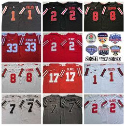 NCAA Football Ohio State Buckeyes College 8 Trey Preek Jerseys University 2 Chris Olave 7 CJ Stroud 1 Justin Fields 33 Master Teague III Red Black White Gray Men Sale