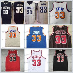 NCAA Georgetown College Hoyas Navy 33 Patrick Ewing Hombres Retro Baloncesto Jersey Rojo Scottie Pippen Negro Blanco Cosido Buena calidad Vintag