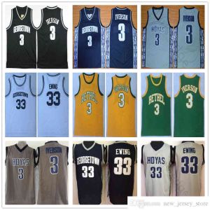 NCAA Georgetown Hoyas # 3 Allen Iverson Jersey Bethel High School Mens Vintage Ed 33 Patrick Ewing College Basketball Jerseys Mix Order