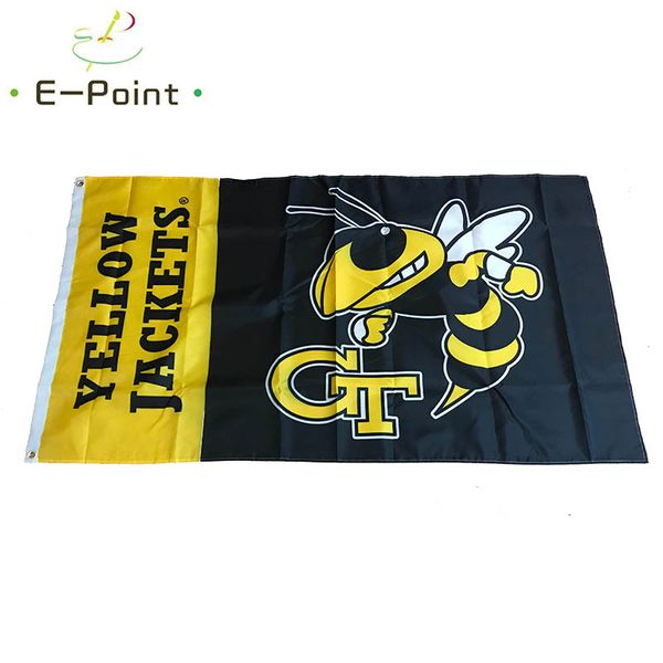 NCAA Georgia Tech Yellow Jackets Flag 3 * 5ft (90cm * 150cm) Drapeau en polyester Bannière décoration volant maison jardin drapeau Cadeaux de fête