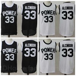 NCAA High School Basketball St Joseph CT Power 33 Lewis Alcindor Jr Jerseys Men Men Team Zwart Witte kleur Ademend shirt voor sportfans Pure katoenen goede kwaliteit