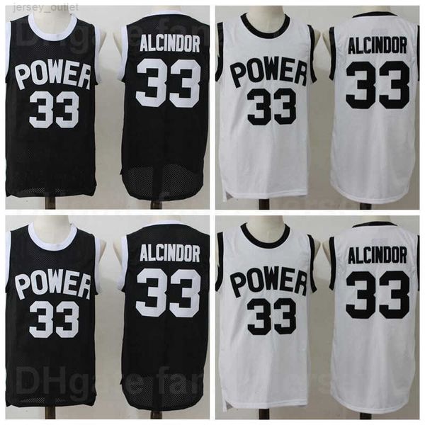 NCAA High School Basketball St Joseph CT Power 33 Lewis Alcindor Jr Maillots Hommes Équipe Noir Blanc Couleur Chemise Respirante Pour Les Fans De Sport Pur Coton Bonne Qualité