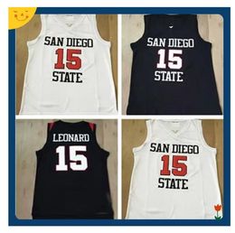 NCAA High Top College San Diego State Jerseys 15 Kawhi Leonard Jersey Basketball draagt ​​Black Whitemen alle gestikte kleur voor sportfans Qual