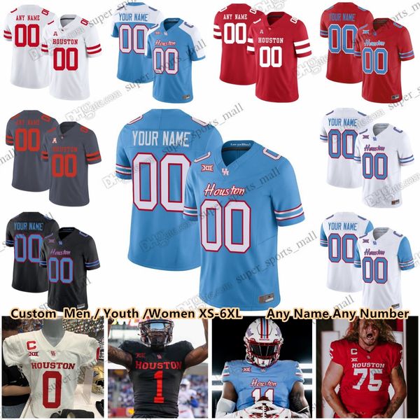 2023 Camisetas de fútbol universitario de los Houston Cougars 11 Andre Ware 1 Nathaniel Dell Jr. 3 Clayton Tune 75 Jack Freeman 5 Márquez Stevenson 12 Lucas Coley 16 Holman Edwards