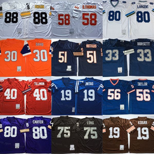 Retro Howie Jersey largo Bernie Kosar Johnny Unitas Pat Tillman Terrell Davis Cris Carter Terry Bradshaw Lynn Swann Tony Dorsett Doug Williams Vintage cosido