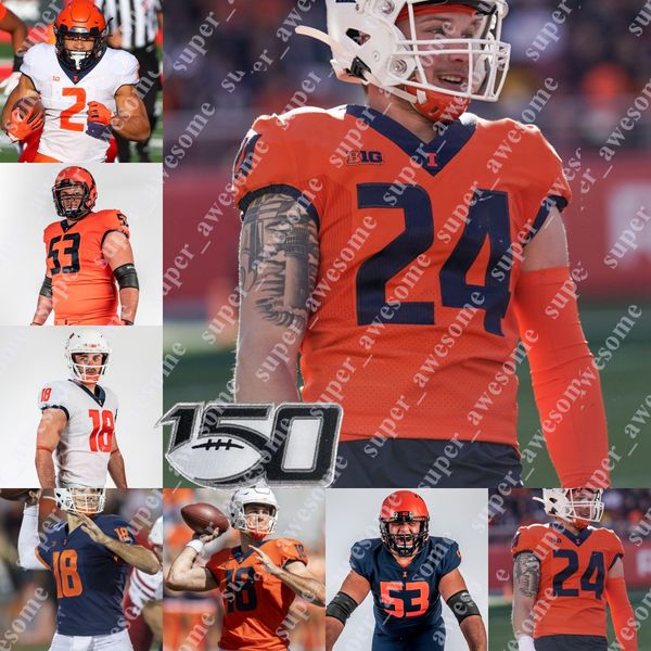 Maillot de football NCAA Illinois Artur Sitkowski Mike Epstein Reggie Love III Jakari Norwood Deuce Spann Luke Ford Tony Adams Sydney Brown Hart Jr Jer'Zhan Newton