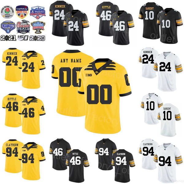 NCAA Iowa Hawkeyes College Football 46 George Kittle Jersey 24 Nile Kinnick 94 Adrian Clayborn 6 Tim Dwight 7 Brad Banks 10 Mekhi Sargent pour les fans de sport Université