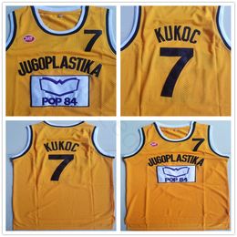 NCAA Jugoplastika Yougoslavie Européen # 7 Toni Kukoc Jersey Jaune Mens Cousu Toni Kukoc Basketball Maillots Chemises S-XXL Expédition Rapide