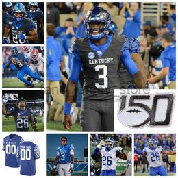 NCAA Kentucky Wildcats College Football Maillots 22 Jared Lorenzen 33 Travis Tisdale 56 Kash Daniel Sawyer Smith Akeem Hayes Custom Ed