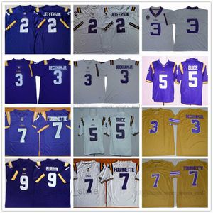 NCAA Leonard Fournette Jerseys LSU Tigers College Football 72 Justin Jefferson 3 Odell Beckham Jr. Jersey ACC Oranje Groen Wit 5 Derrius Guice 9 Joe Burrow S-2XL