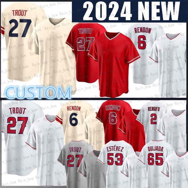 27 Mike Trout Jersey de béisbol 6 Anthony Rendon 7 Jo Adell Los Angeles 2 Luis Rengifo 21 Matt Thaiss Taylor Ward Zach Neto Nolan Schanuel Logan O'Hoppe Jose Suárez Estévéz