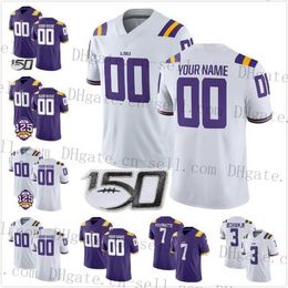 NCAA LSU Tigers College Football Jersey Elke naam S-4XL Joe Burrow Odell Beckham Jr. Grant Delpit Tyrann Mathieu Leonard Fournette Mens