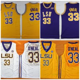 NCAA LSU Tigers College Jersey 33 Shaquille Ed Neal Violet Jaune University Basketball Maillots Hommes