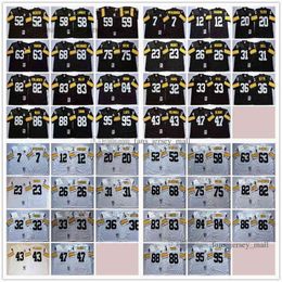 NCAA Man Vintage Football 75 Joe Greene Maillots 36 Jerome Bettis 68 LC Greenwood 63 Dermontti Dawson 58 Jack Lambert 59 Jack Ham 52 Mike Web