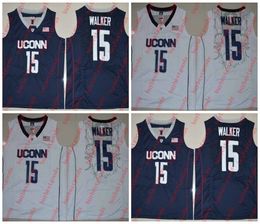 NCAA Uconn Huskies #15 Kemba Walker White Navy College Basketball Swingman Jersey