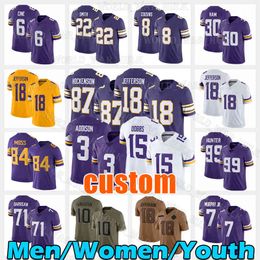 18 Justin Jefferson 87 T.J. Maillot de football Hockenson 15 Joshua Dobbs 8 Kirk Cousins 3 Addison TJ 22 Harrison Smith DJ Randy Moss CJ Ham 6 Lewis Cine John Randle 98 D.J. Wonnum