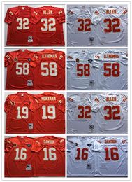 NCAA Mens Vintage 19 Joe Montana Len Dawson Marcus Allen Derrick Thomas Football Maillots Ed