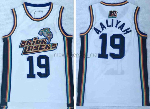 NCAA Mens White Basketball Jerseys College Aaliyah Numéro 19 Jersey Bricklayers Sixième Rock N 'Jock B-Ball Jam 1996 MTV Movie Shirts S-2XL