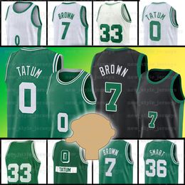 0 Jayson Bostons Tatum Basketbal Jerseys Celtices Jaylen 36 Marcus 33 Bruin Smart Heren Jeugd Groen 2022 2023 Jersey