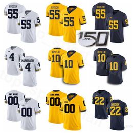 NCAA Michigan Wolverines 55 Maillot Brandon Graham Football collégial cousu 10 Devin Bush JR 1 Braylon Edwards 4 Jim Harbaugh 22 Karan Higd