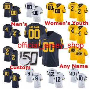 NCAA Michigan Wolverines Camisetas de fútbol americano universitario Tru Wilson Jersey Zach Gentry Devin Bush Chase Winovich Tom Brady Cosido personalizado