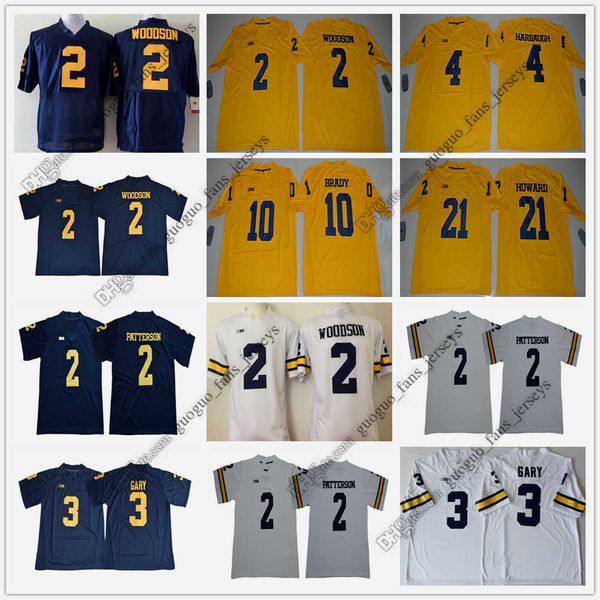 NCAA Michigan Wolverines Football Jersey Woodson Charles Gary Rashan Harbaugh Tom Brady DESMON