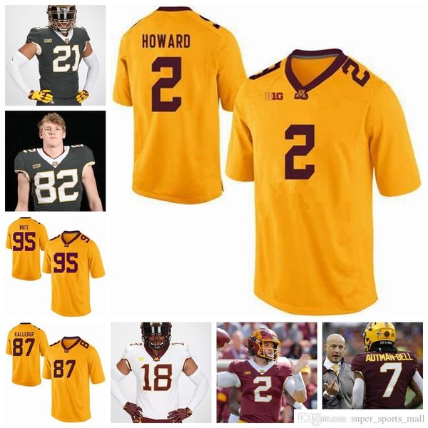 NCAA Minnesota Golden Gophers College Football Maillots Rodney Smith Maillot Shannon Brooks Chris Autman-Bell Bryce Williams Maillots Chemise à point personnalisé