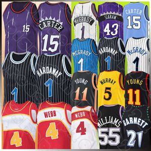 Rétro Vince Carter Penny Hardaway Basketball Maillots Tracy McGrady Trae Young Dejounte Murray Spud Webb Hommes 2022-2023 City Blue Black Edition Jersey Shirt 15 1 4 5 11