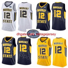 NCAA Murray State Racers 12 Ja Morant Jersey Temetrius Jamel College Basketball Draagt ​​Geelblauw Witte OVC Ohio Valley
