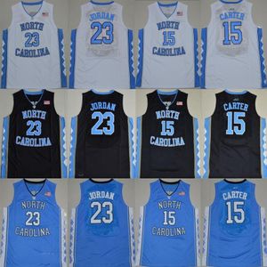 NCAA North Carolina Tar Heels 15 Carter 23 Michael College Blue White Cheap Black Basketball Jerseys Stitched Logos Jersey Shirts
