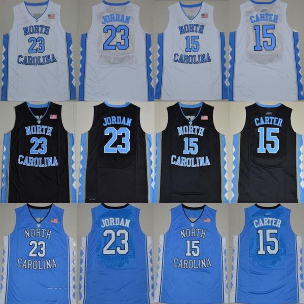 NCAA Caroline du Nord Tar Heels 15 Carter 23 Michael College Blue blanc bon marché Black Basketball Jerseys Logos en jersey Shirts