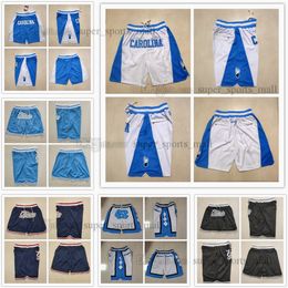 NCAA North Carolina Tar Heels College Basketball Shorts Zwart Blauw Wit Retro Geborduurde Short Sport S-2XL