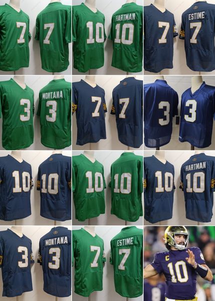 NCAA Notre Dame College Football Jerseys 10 Sam Hartman 7 Audric Estime 3 Joe Montana tous cousus pour hommes S-XXXL