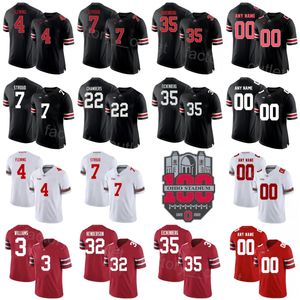 NCAA Ohio State Buckeyes 100th College Football 2 Chris Olave Jerseys 5 Garrett Wilson 22 Steele Chambers 3 Teradja Mitchell 41 Josh Proctor 30 Cody Simon Stitched