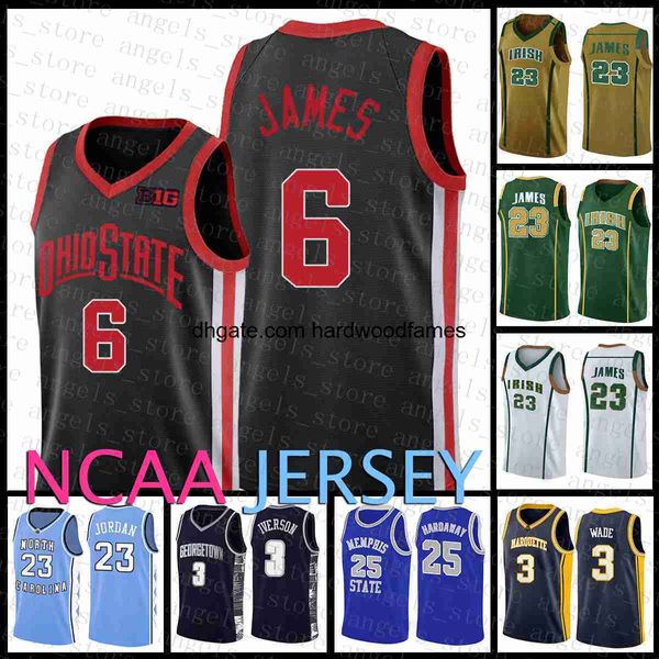 NCAA Ohio State Buckeyes 6 LeBron 23 James Georgetown Allen 3 Iverson Camiseta de baloncesto Campus Bear UCLA Russell 0 Westbrook Earvin 33Johnson