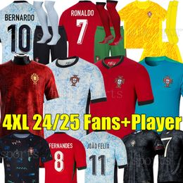 4xl 24/25 Portugals B.Cernandes Soccer Jerseys CR7 National Team Goat Special 2024 R O N A L D O Bruno Fernandes Joao Felix Diogo J. Pepe voetbalshirt Men Kids Kits Sock