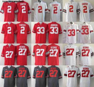 NCAA Ohio State Buckeyes Football Jersey Hommes # 33 Pete Johnson 2 Cris Carter College 27 Eddie George College Foodball Maillots