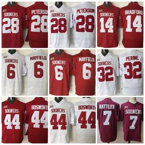 Oklahoma Football Jersey Kyler Murray 7 Spencer Rattler Baker Mayfield Brian Bosworth Perine Rouge Blanc Mens College Maillots Cousus