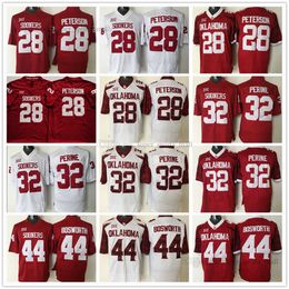 Camisetas de fútbol universitario de la NCAA 44 Brian Bosworth 28 Adrian Peterson 32 Samaje Perine Jersey cosido Rojo Blanco Negro