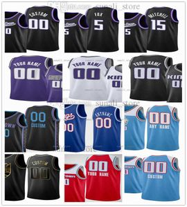 Basketball imprimé NCAA 10 Maillots Domantas Sabonis De'Aaron Fox 5 Harrison Barnes 40 Richaun Holmes 22 Jeremy Lamb 26 Justin Holiday 9 Davion