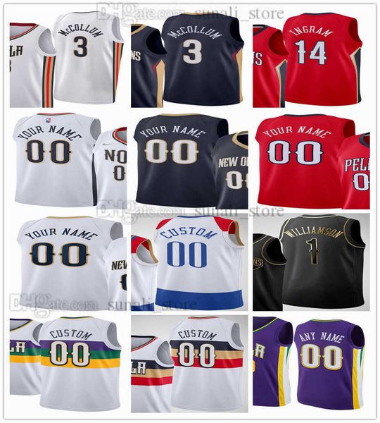 NCAA Impresso Basquete Zion CJ 3 McCollum Jerseys 1 Williamson Brandon Ingram 14 Jonas Valanciunas 17 Larry Nance Jr.