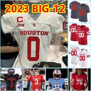 2023 BIG-12 Nathaniel Dell Jr. Clayton Tune Houston Cougars Camiseta de fútbol 11 Andre Ware 24 Jett Huff 75 Jack Freeman Henry Huff Campbell Fullbright III Marrón