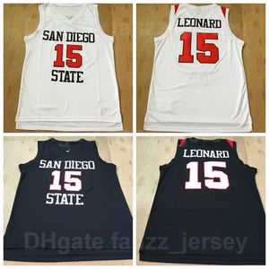 NCAA San Diego State College 15 Kawhi Leonard Maillots Hommes Basketball Noir Blanc Équipe Couleur Respirant Tout Cousu Chemise Pour Les Fans De Sport Excellente Qualité En Vente